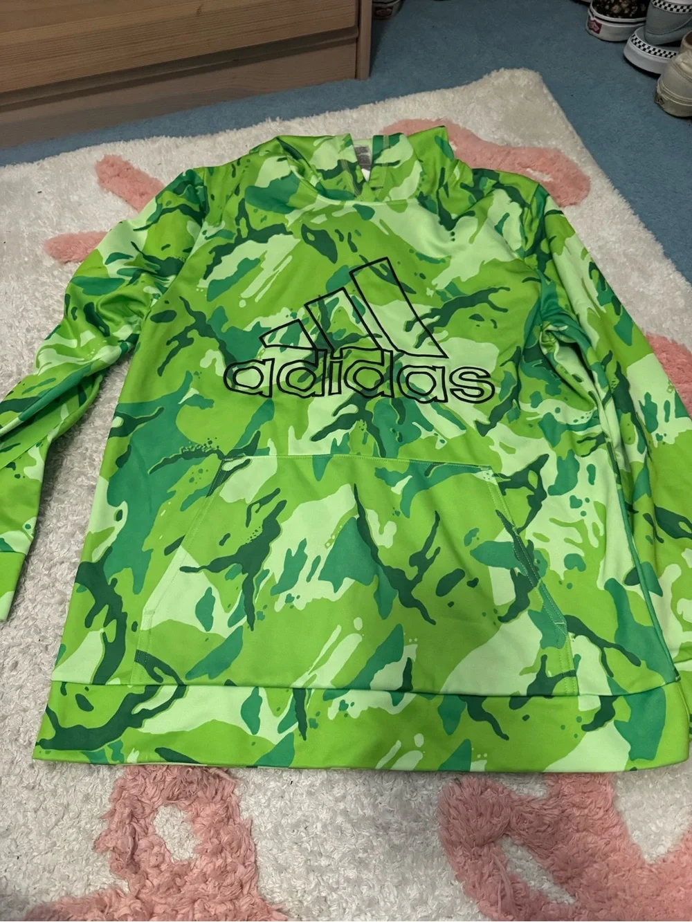 adidas Lime & Green Camo Hoodie Pullover